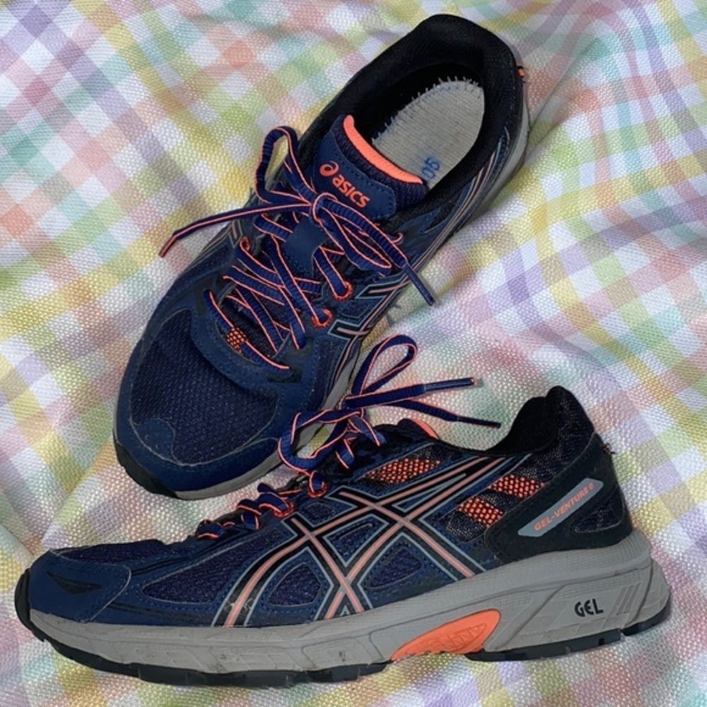 ASICS GEL Venture 6 Women’s Trail Running Shoes Size 7.5 Blue Orange